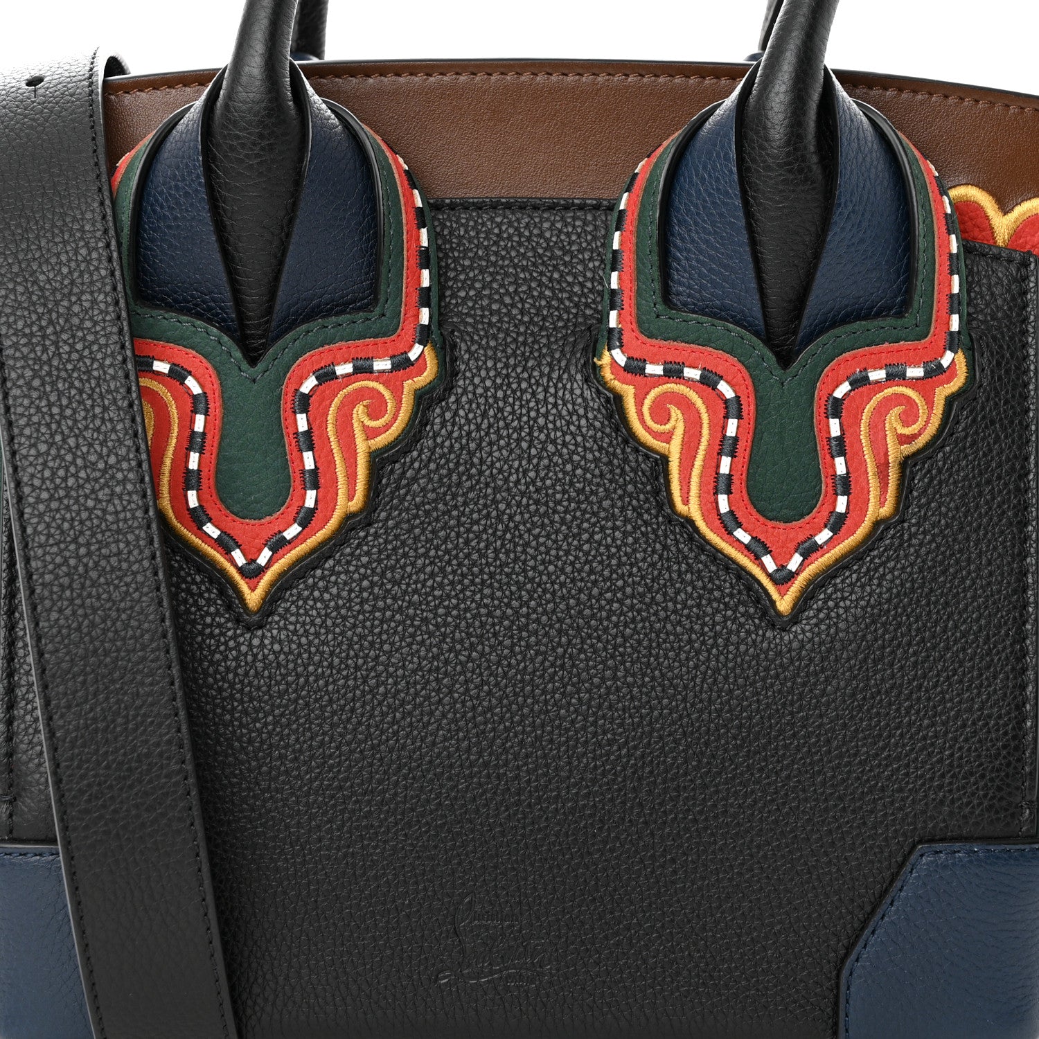 Christian Louboutin Grained Calfskin Embroidered Small Eloise Tote Black Multicolor 8 of 16