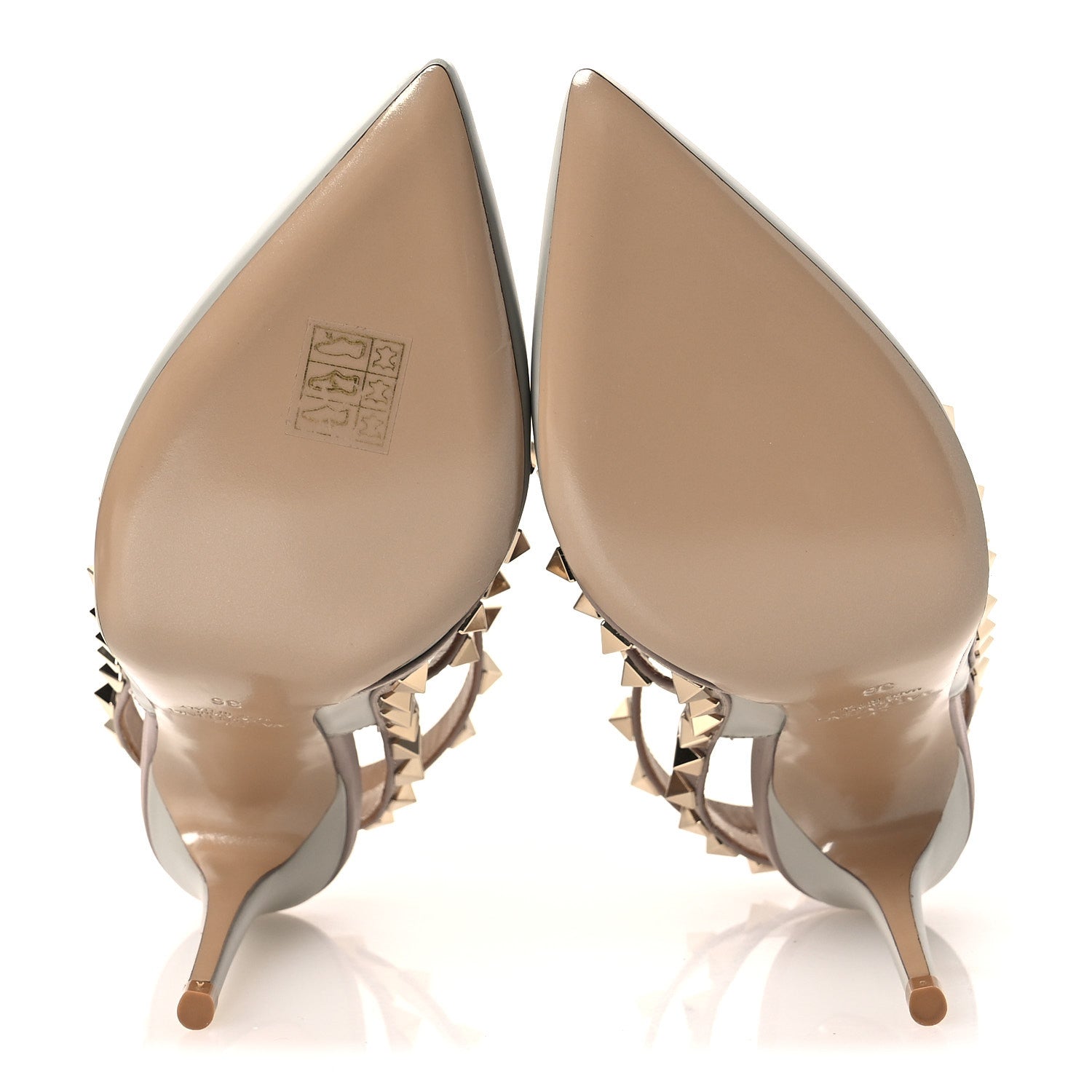 Valentino Garavani Calfskin Nappa Rockstud Ankle Strap 100mm Pumps 36 Pastel Grey Poudre 7 of 12