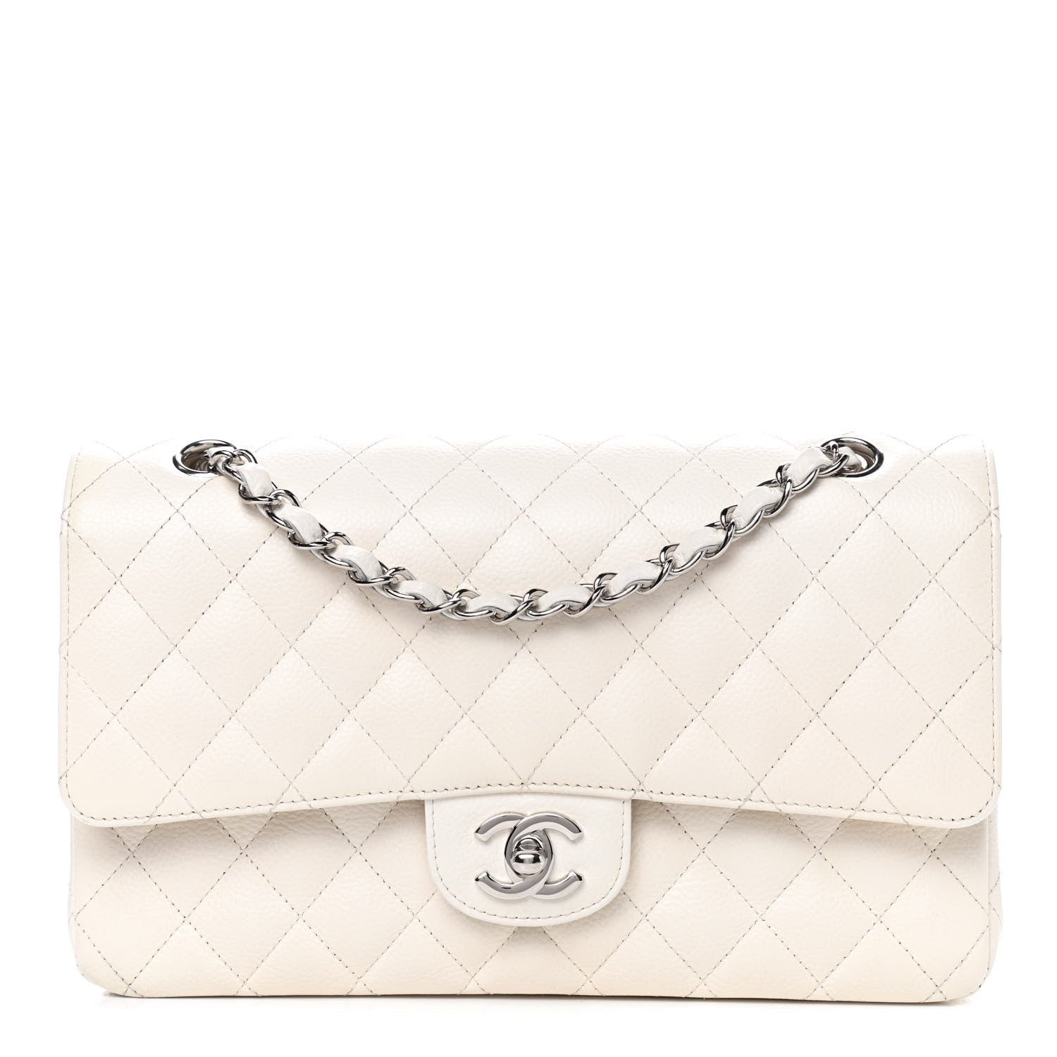 Chanel Caviar Quilted Medium Double Flap White 1 of 11