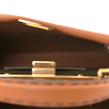 Fendi Vitello Seta Canvas FF Embroidered Mini Peekaboo Iconic Satchel Brandy Amazzonia 5 of 13