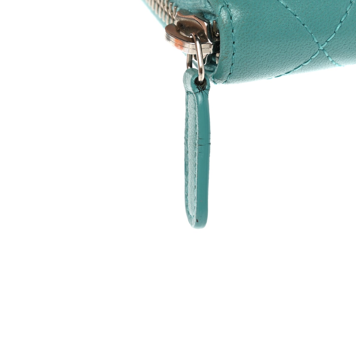 Lambskin Quilted Zip Around Coin Purse Wallet Turquoise