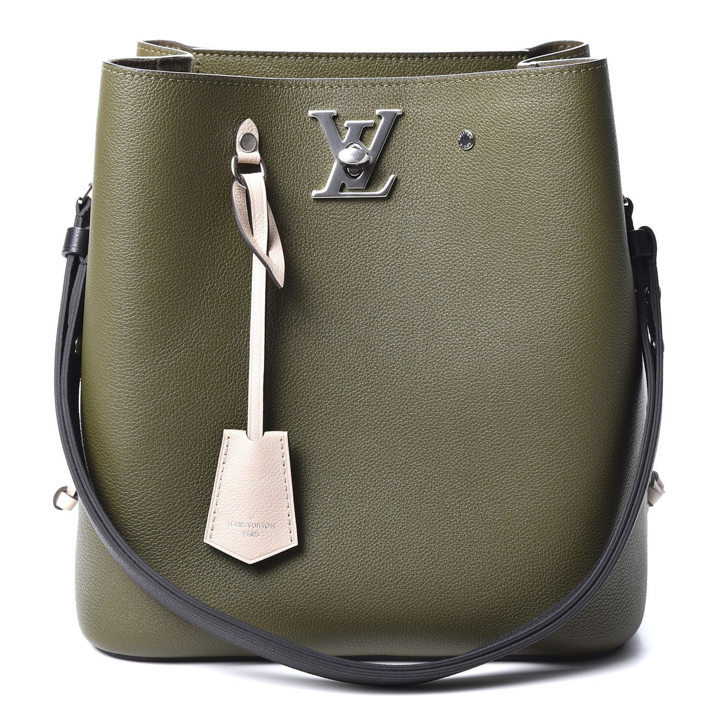 Calfskin Lockme Bucket Laurier Green Toffee Latte Beige Black