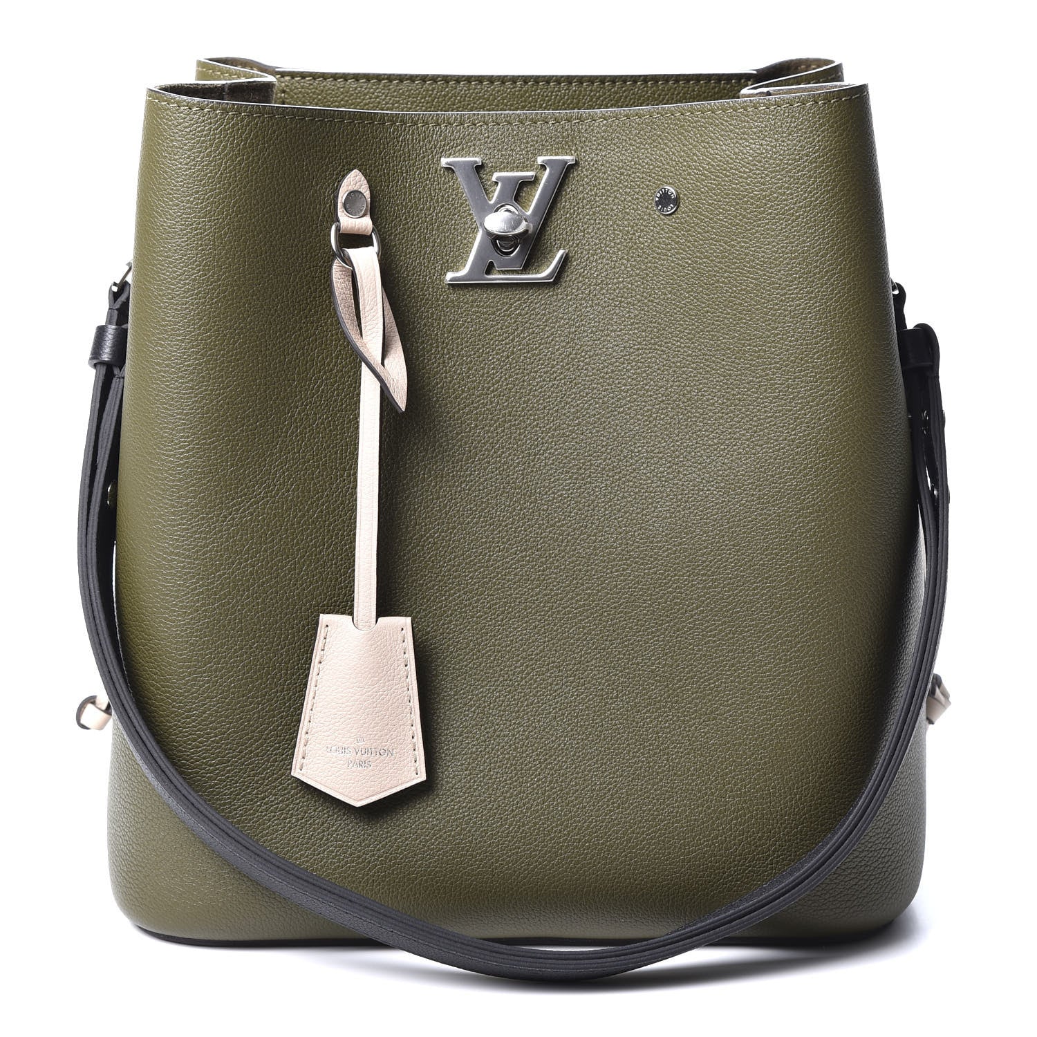Louis Vuitton Calfskin Lockme Bucket Laurier Green Toffee Latte Beige Black 1 of 9