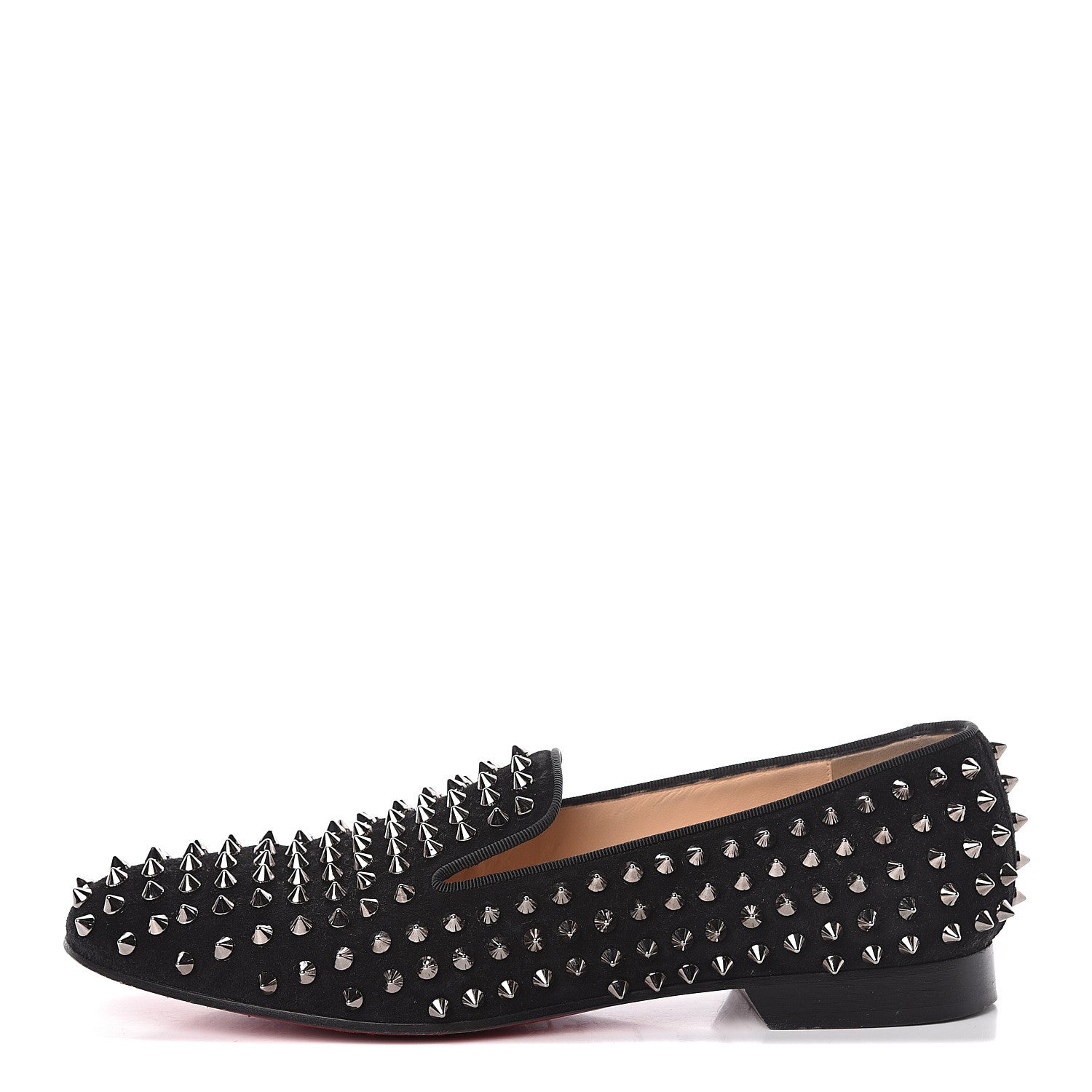 Christian Louboutin Suede Mens Rollerboy Spikes Flat Loafers 39.5 Black 1 of 14