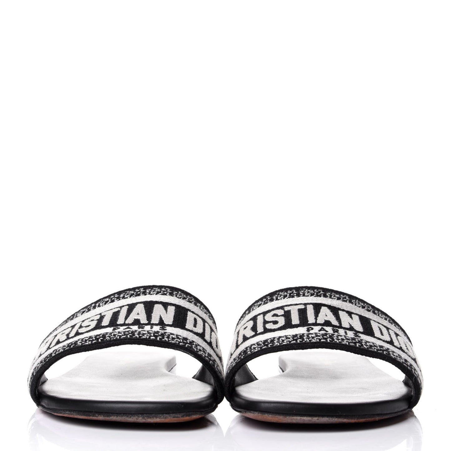 Canvas Embroidered Dway Mules Slide Sandals 39 Black