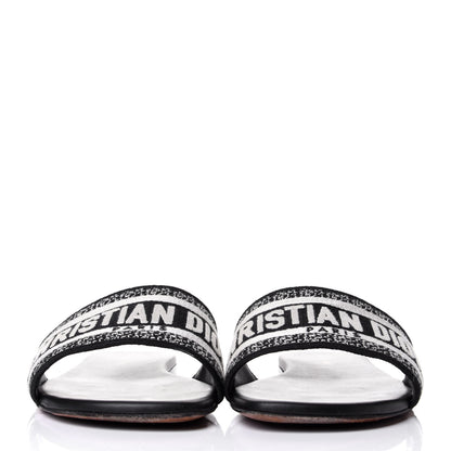 Christian Dior Canvas Embroidered Dway Mules Slide Sandals 39 Black 3 of 6