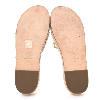 Chanel Lambskin Chain Espadrille Slip On Sandals 36 White 7 of 11