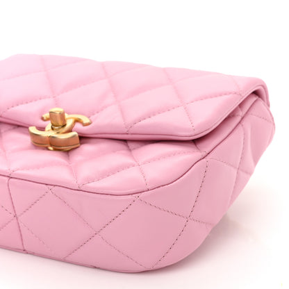 Chanel Lambskin Quilted Mini Lacquered Chain Flap Pink 9 of 10