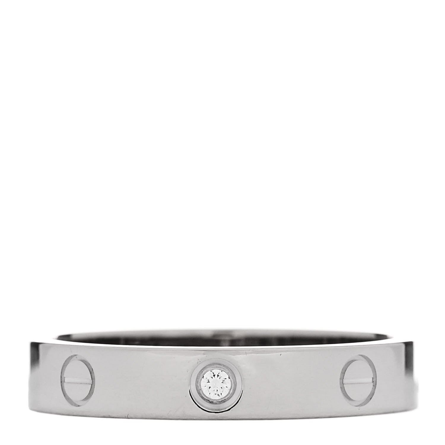 Cartier 18K White Gold Diamond 4mm LOVE Wedding Band Ring 61 9.5 1 of 4