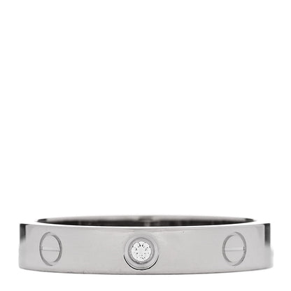 Cartier 18K White Gold Diamond 4mm LOVE Wedding Band Ring 61 9.5 1 of 4