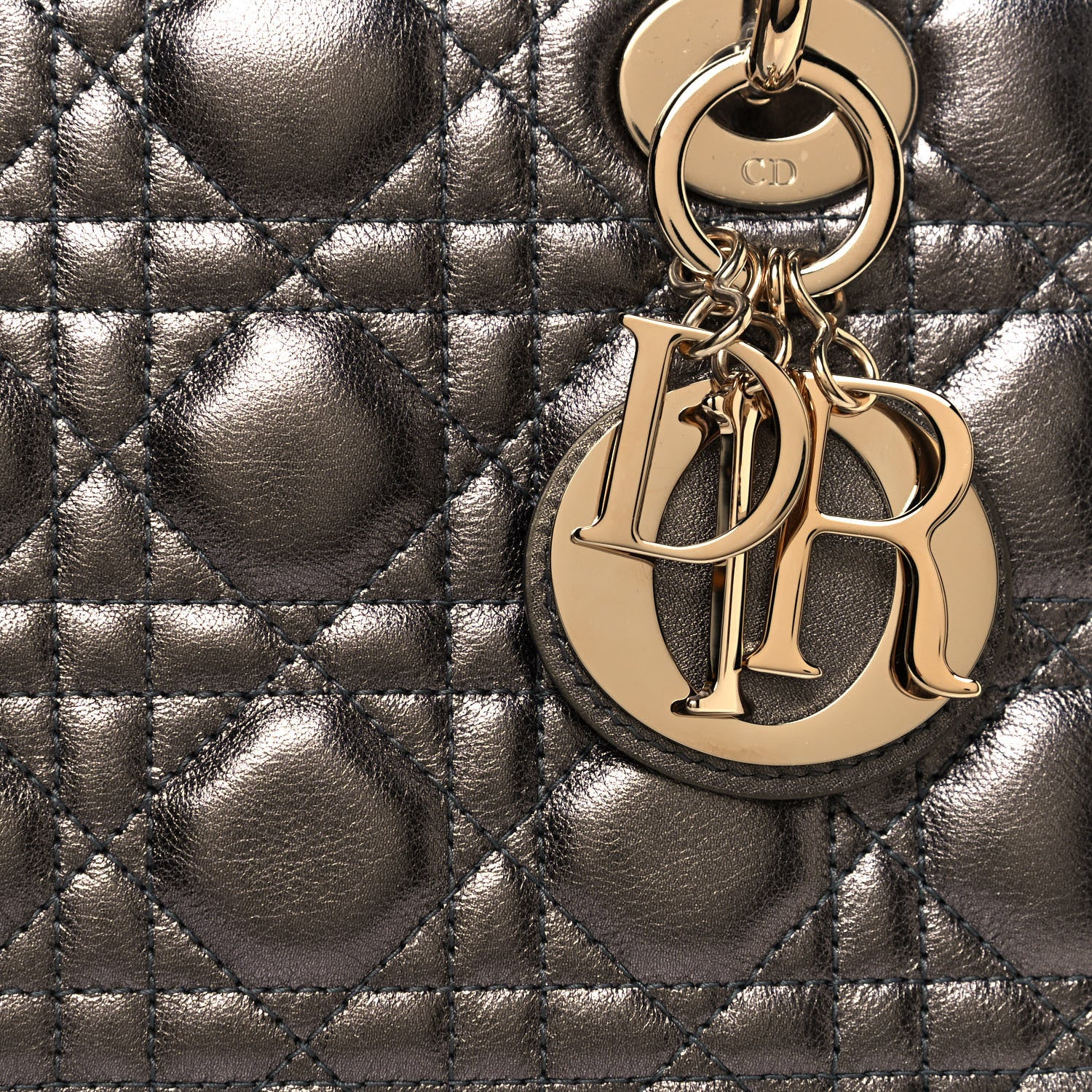 Christian Dior Metallic Grained Calfskin Cannage My ABCDior Lady Dior Gunmetal 7 of 12