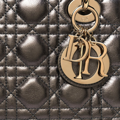 Christian Dior Metallic Grained Calfskin Cannage My ABCDior Lady Dior Gunmetal 7 of 12