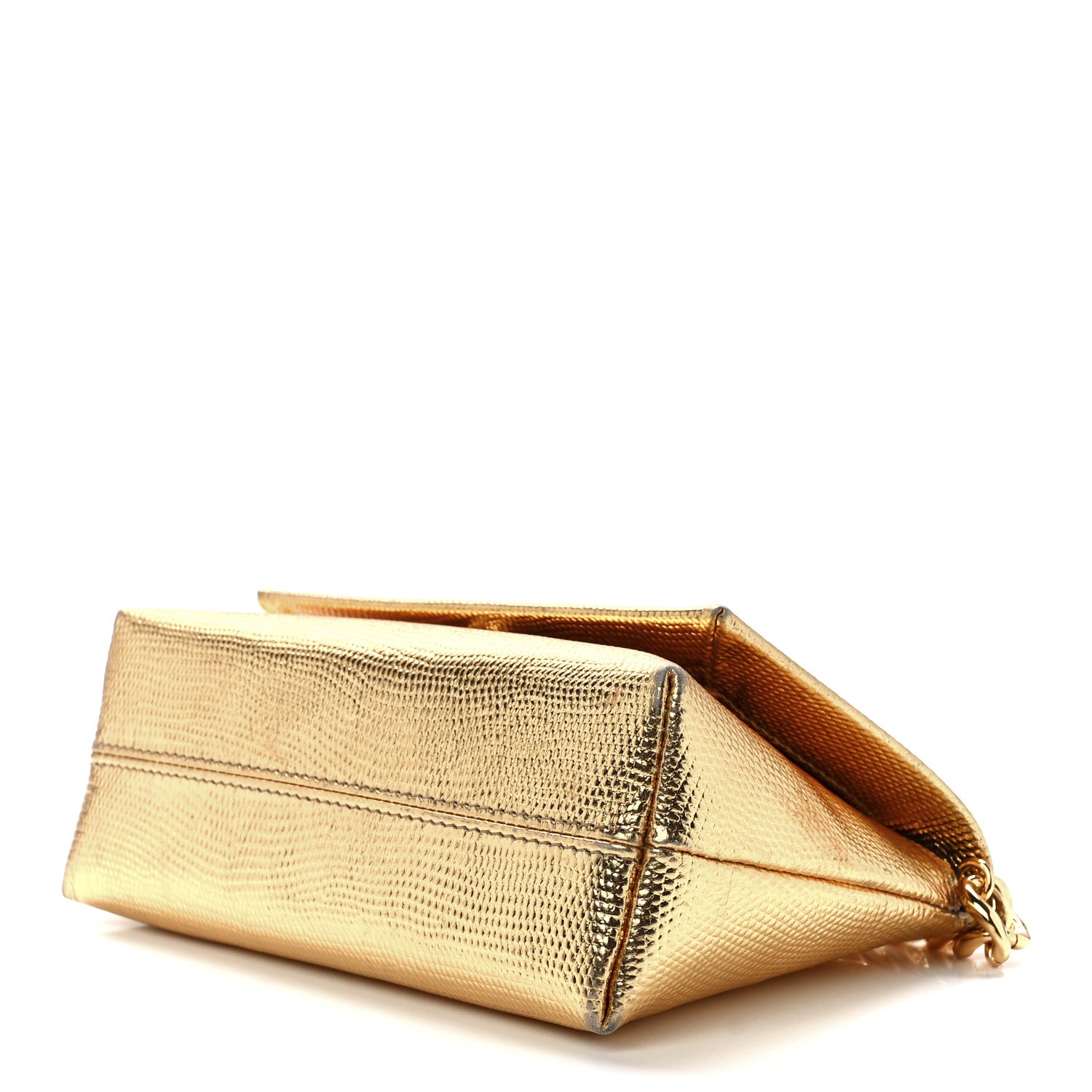 Tom Ford Lizard Embossed Metallic Mini Label Shoulder Bag Gold 8 of 10