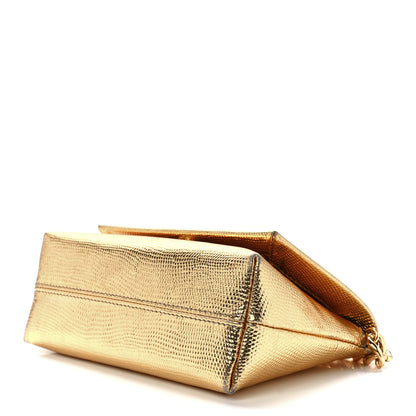 Tom Ford Lizard Embossed Metallic Mini Label Shoulder Bag Gold 8 of 10