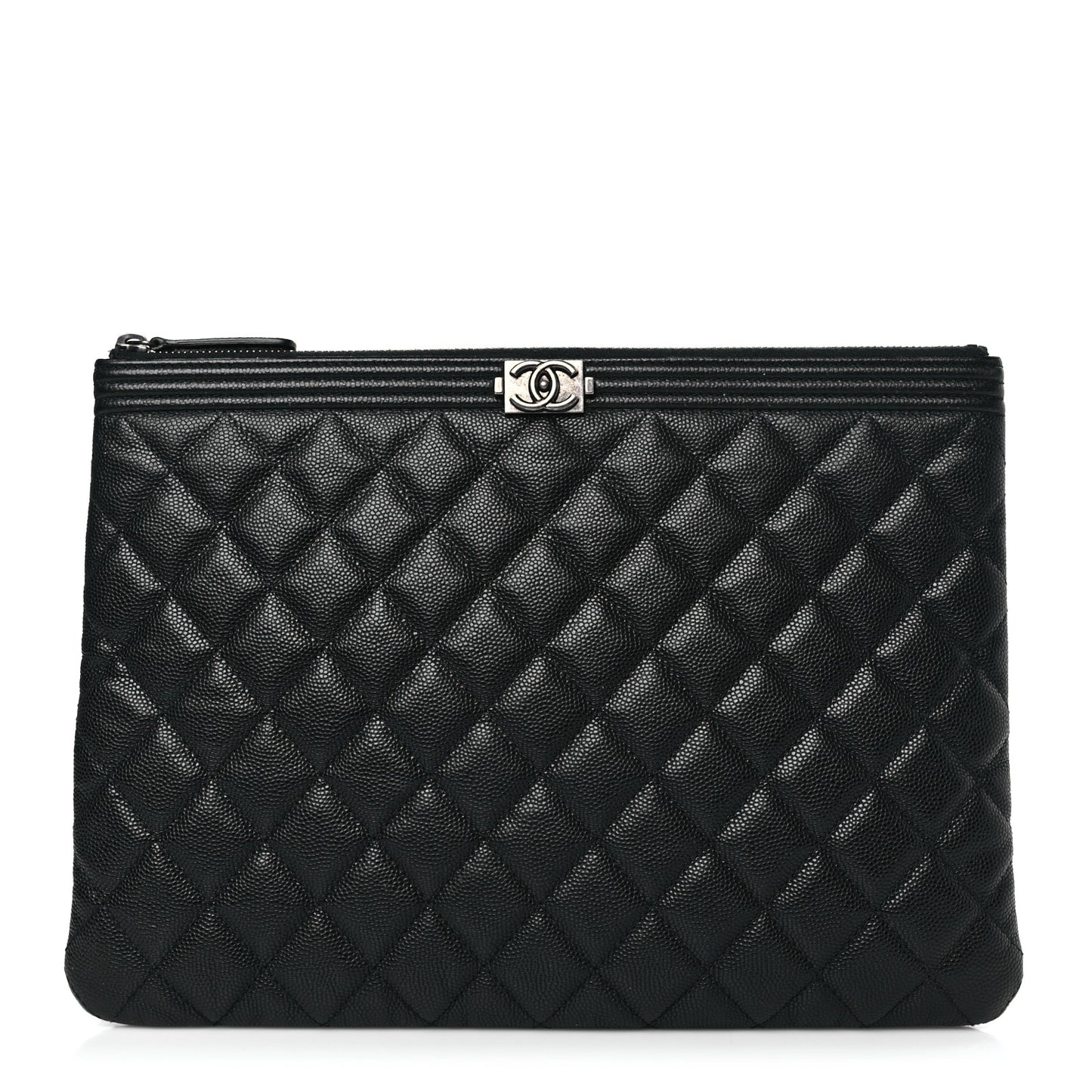 Caviar Quilted Medium Boy Cosmetic Case Black