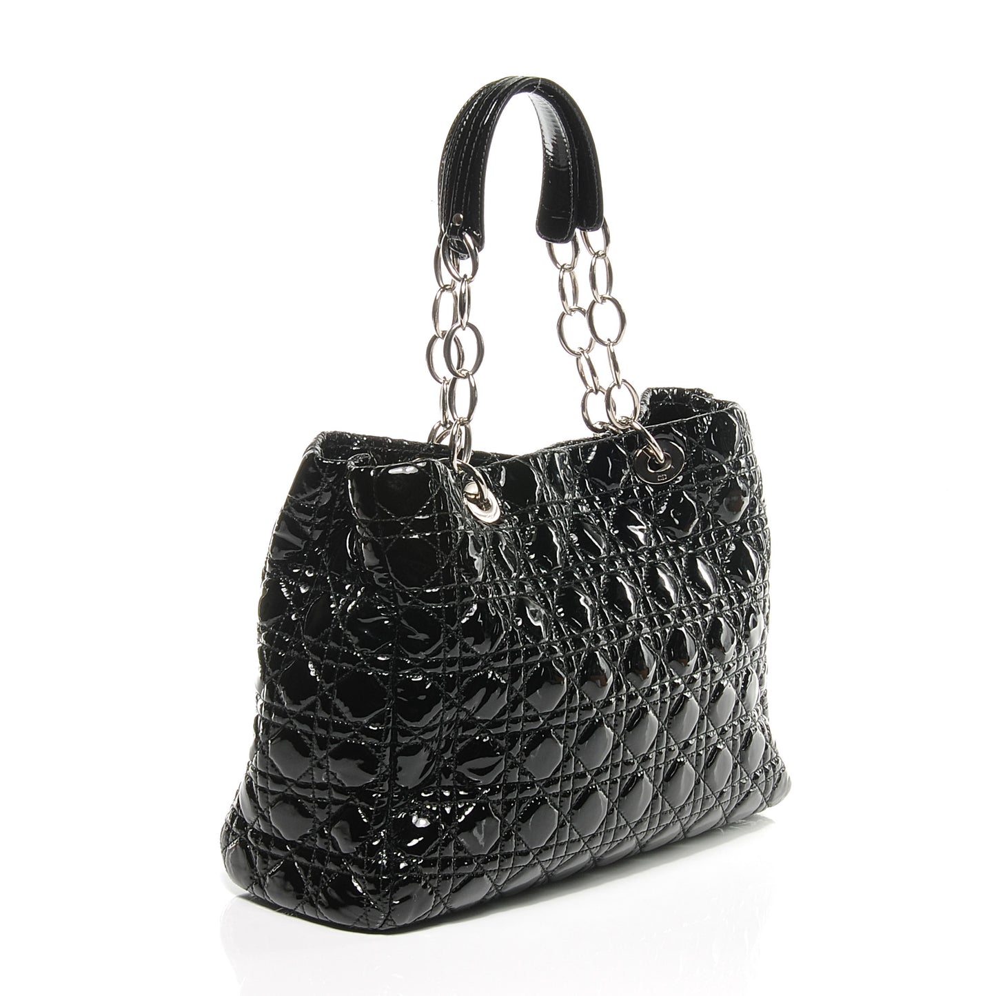 Patent Cannage Dior Soft Shopping Tote Black