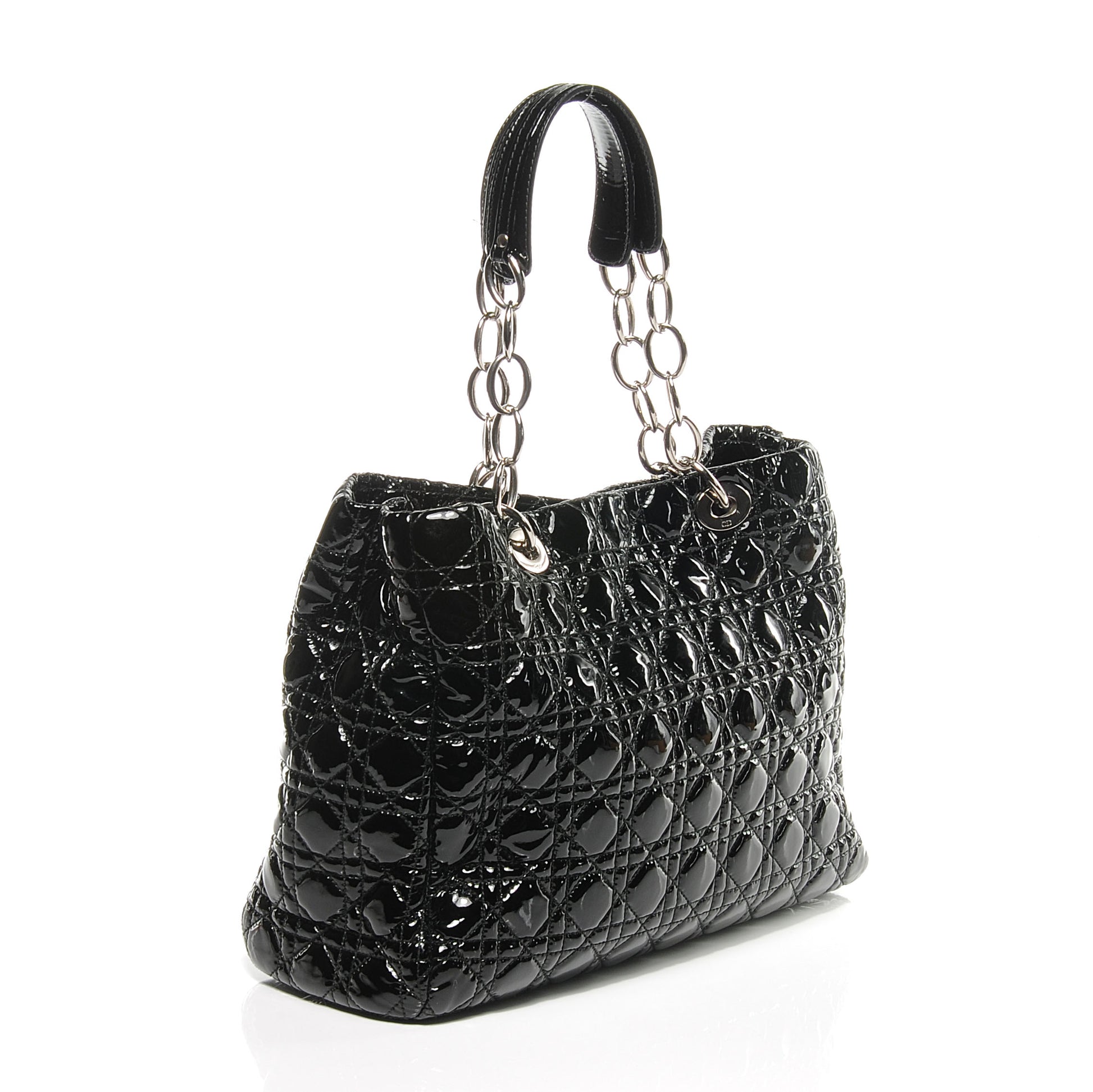 Christian Dior Patent Cannage Dior Soft Shopping Tote Black 3 of 7