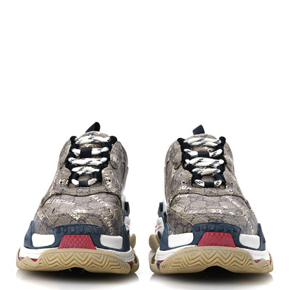 Balenciaga X GUCCI GG Supreme Monogram Allover Logo Womens Triple S Sneakers 37 Beige Ebony Mystic White 3 of 15