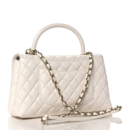 Chanel Caviar Quilted Small Coco Handle Flap White 3 of 10