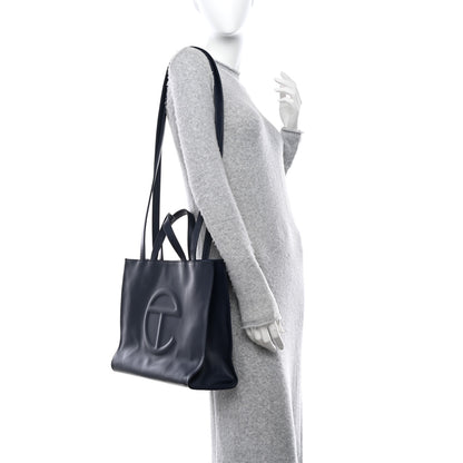 Telfar Vegan Leather Medium Shopping Bag Navy 2 of 9
