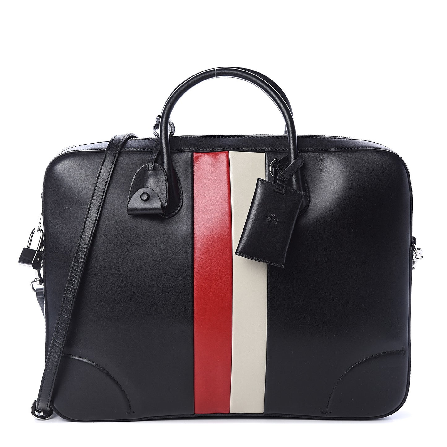 Calfskin Web Briefcase Black