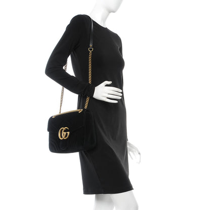 Gucci Velvet Matelasse Medium GG Marmont Shoulder Bag Black 2 of 7