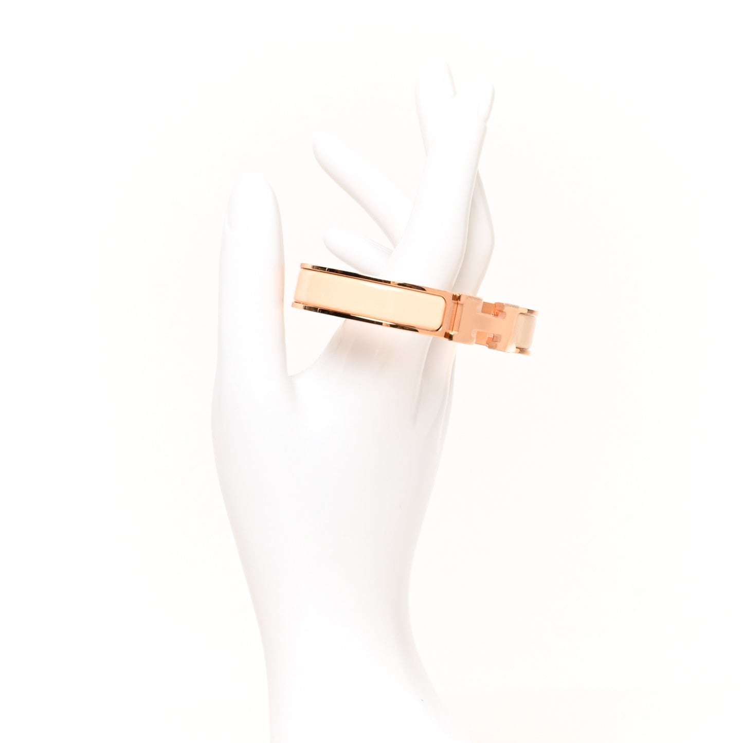 Enamel Narrow Clic Clac H Bracelet GM Beige Nacre