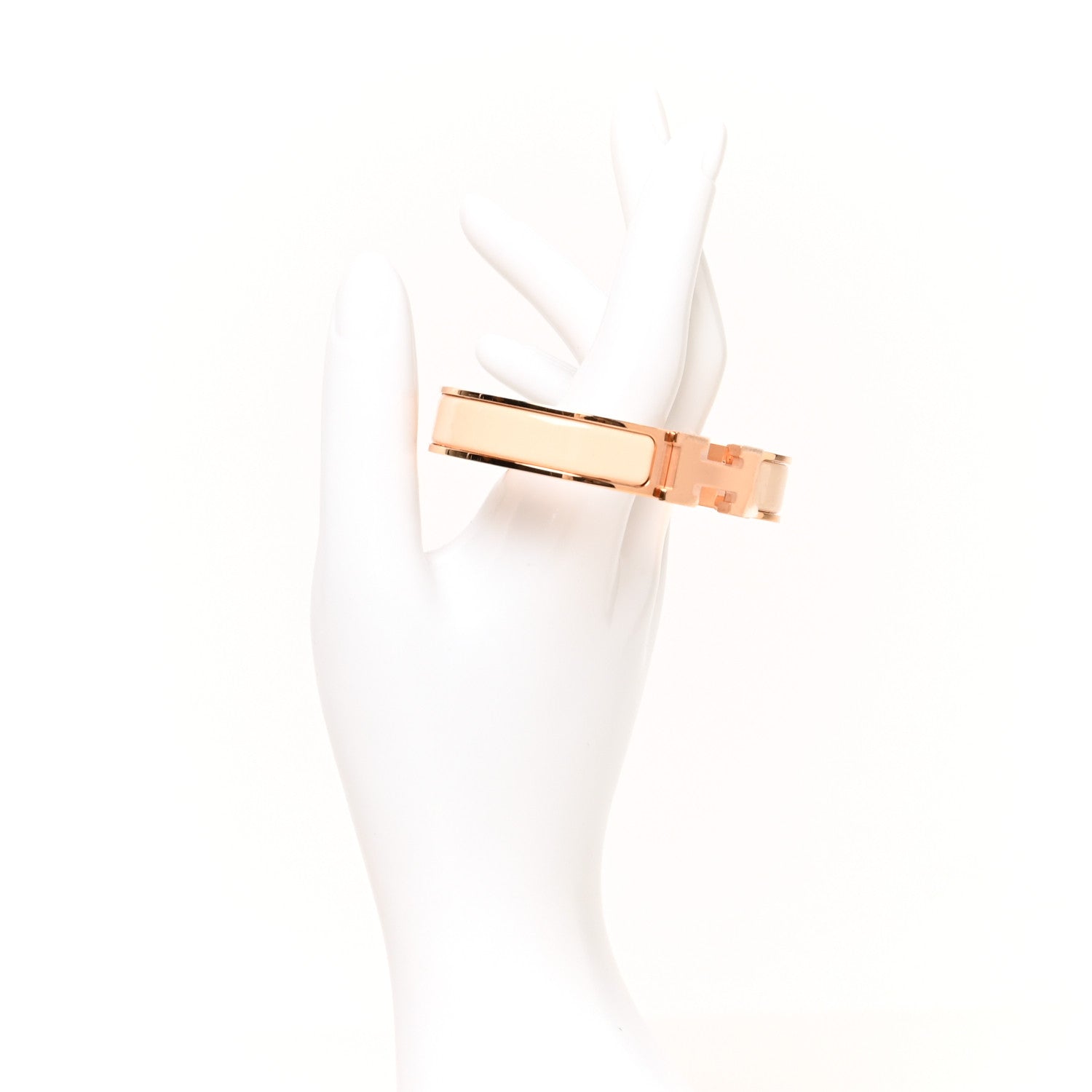 Hermes Enamel Narrow Clic Clac H Bracelet GM Beige Nacre 2 of 5