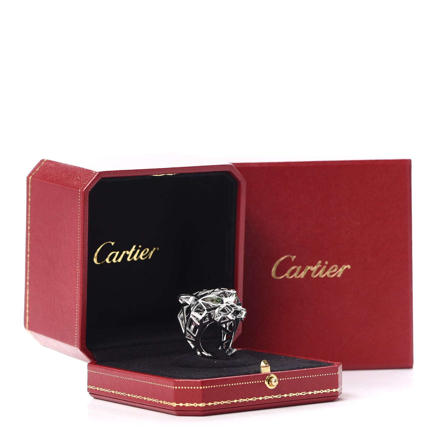 18K White Gold Tsavorite Onyx Panthère De Cartier Ring 60 9