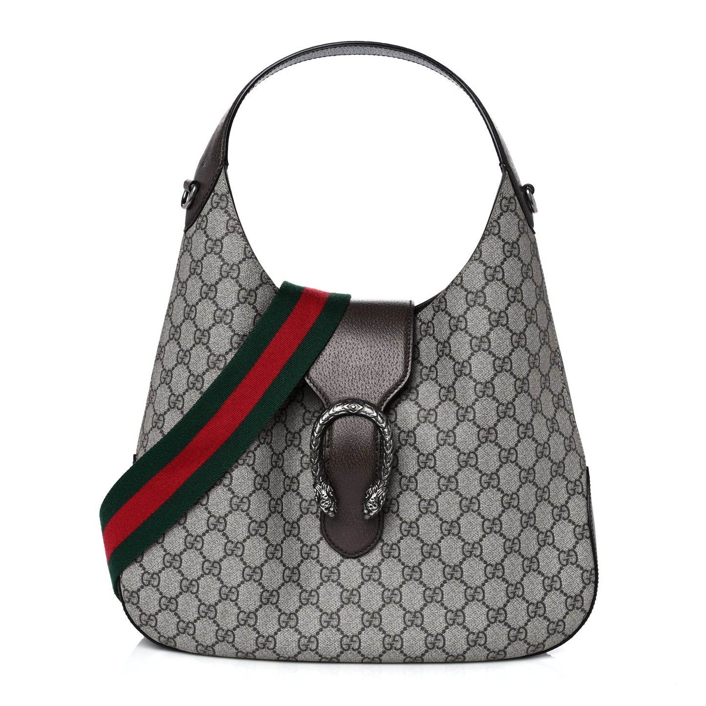 GG Supreme Monogram Web Medium Dionysus Hobo Brown