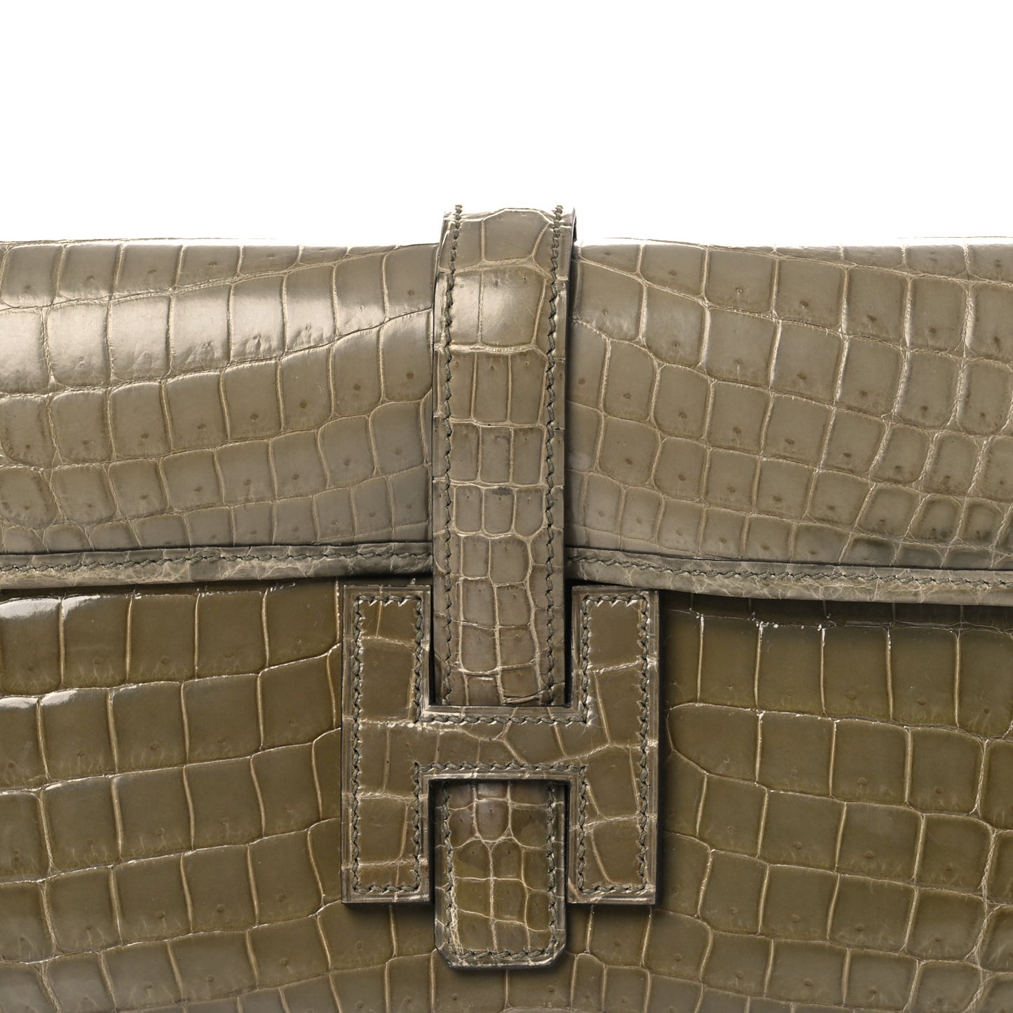 Shiny Niloticus Crocodile Jige Elan 29 Clutch Gris Tourterelle