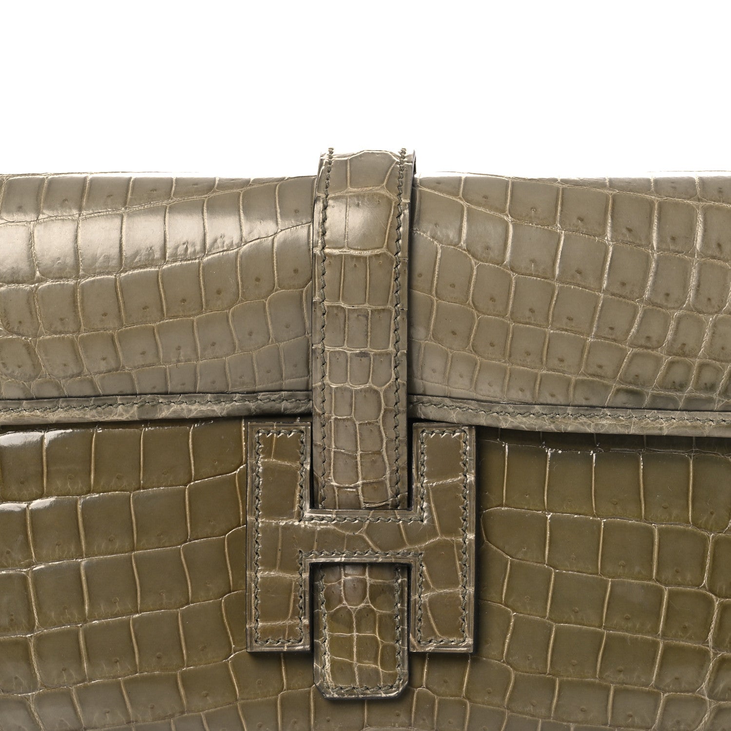 Hermes Shiny Niloticus Crocodile Jige Elan 29 Clutch Gris Tourterelle 8 of 13
