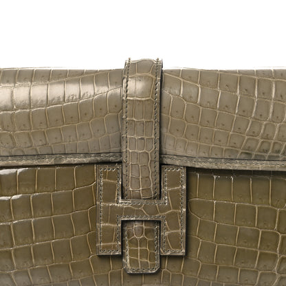 Hermes Shiny Niloticus Crocodile Jige Elan 29 Clutch Gris Tourterelle 8 of 13