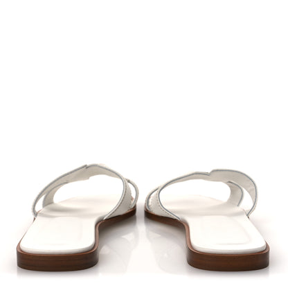 Hermes Box Calfskin Oran Sandals 38 White 6 of 11