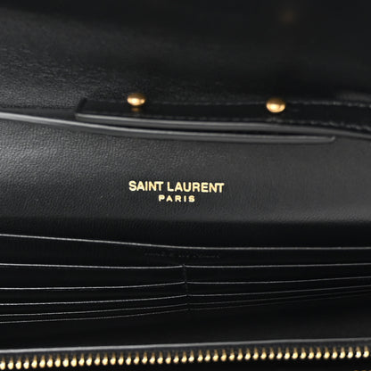 Saint Laurent Smooth Calfskin Tri-Metal Cassandre Wallet On Chain WOC Black 6 of 9