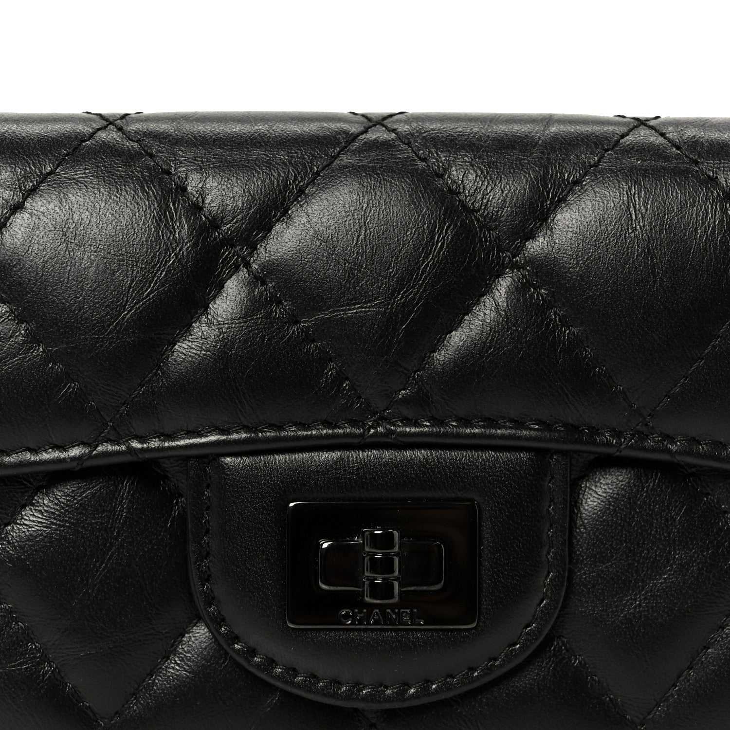 Chanel Aged Calfskin Quilted Reissue Flap Card Holder Wallet So Black 9 of 9