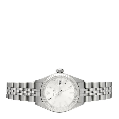 Rolex Stainless Steel 18K White Gold 26mm Oyster Perpetual Date Watch Silver 6917 2 of 4