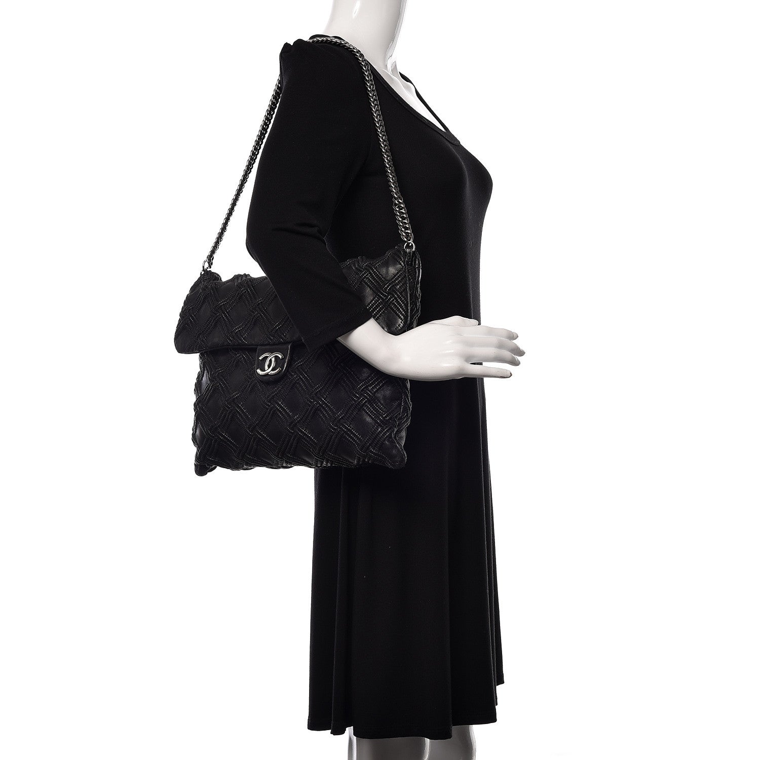 Chanel Lambskin Stitched Large Walk Of Fame Flap Black 2 of 12