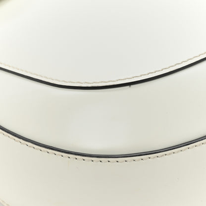 Prada Spazzolato Cleo Flap Adjustable Strap Shoulder Bag White Black 12 of 16