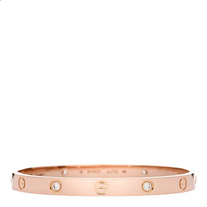 Cartier 18K Pink Gold 4 Diamond LOVE Bracelet 18 1 of 6