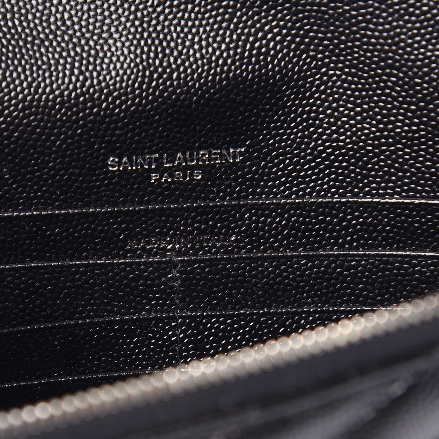 Saint Laurent Grain De Poudre Matelasse Chevron Monogram Envelope Chain Wallet Black 6 of 7