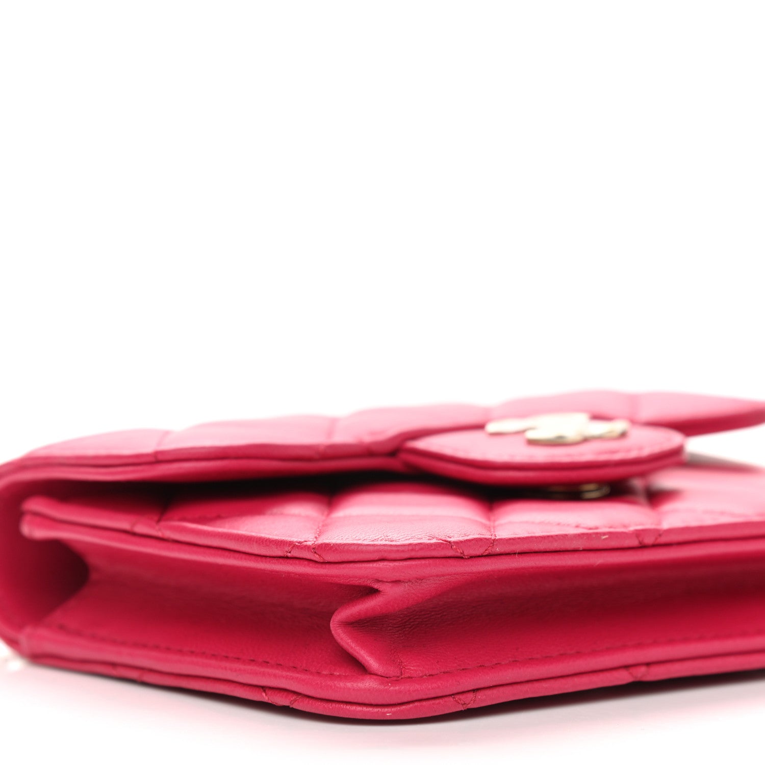 Chanel Lambskin Quilted Top Handle Flap Coin Purse With Chain Dark Pink 9 of 10