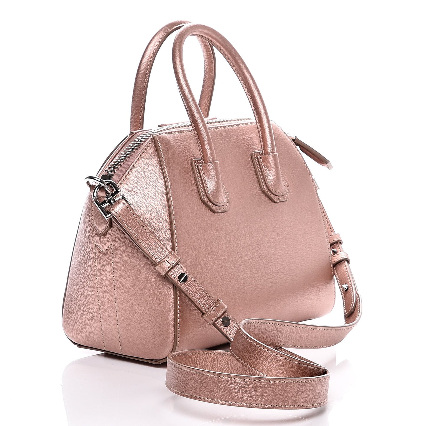 Metallic Sugar Goatskin Mini Antigona Light Pink