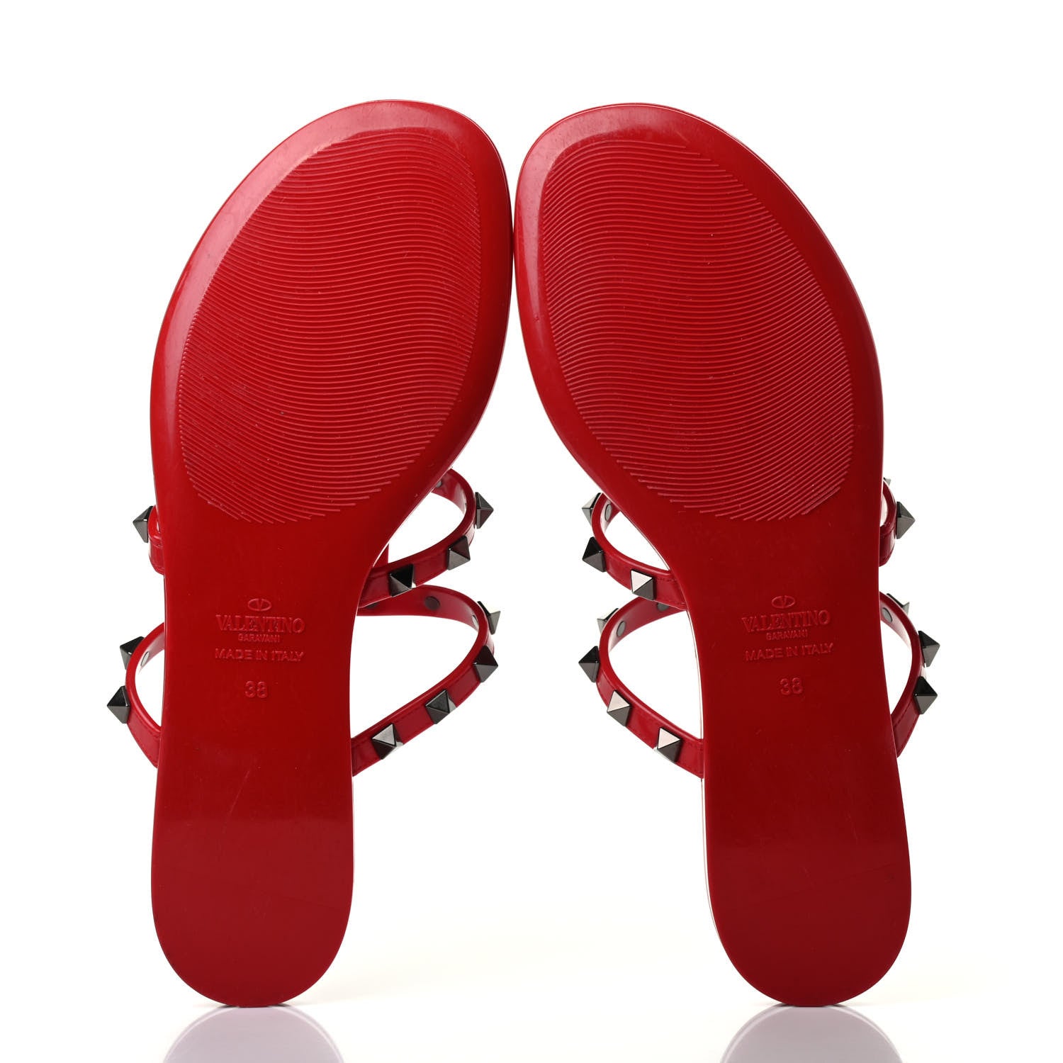 Valentino Garavani PVC Jelly Rockstud Le Rouge Caged Flat Thong Sandals 38 Lipstick 4 of 4