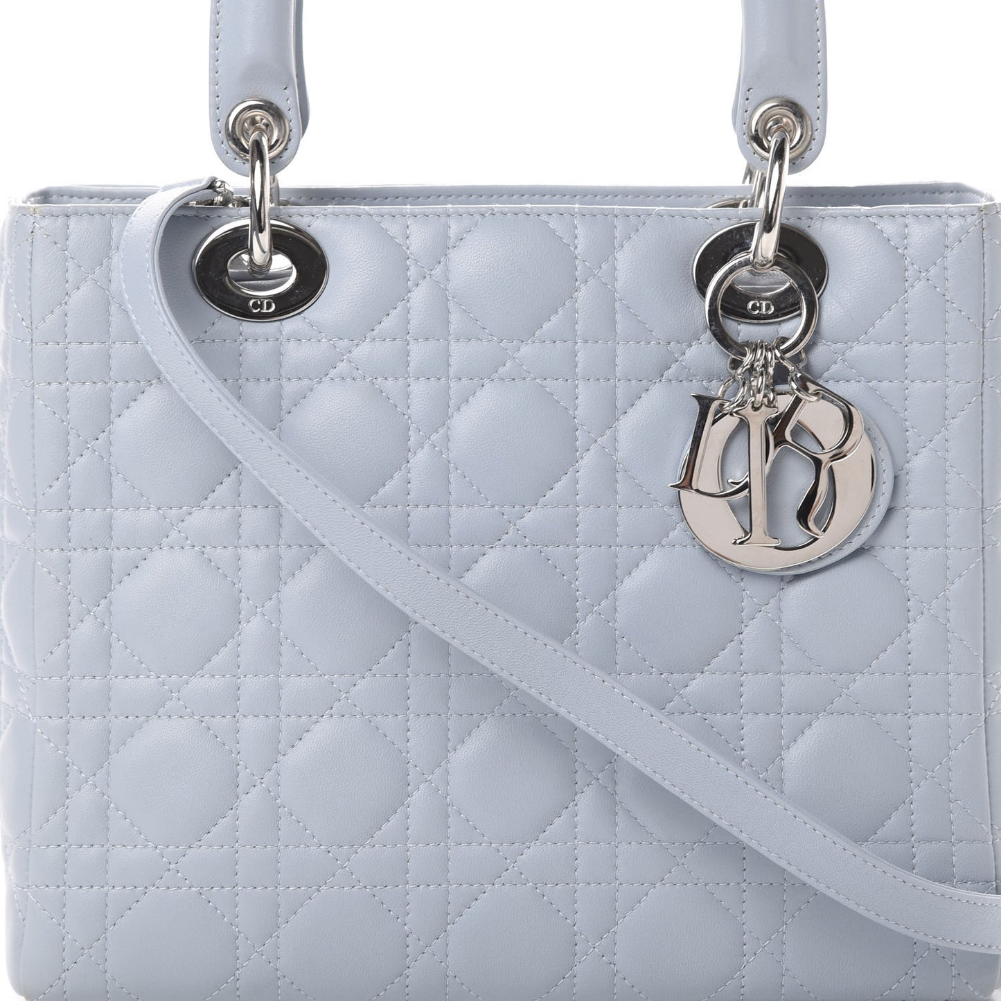 Lambskin Cannage Medium Lady Dior Light Blue