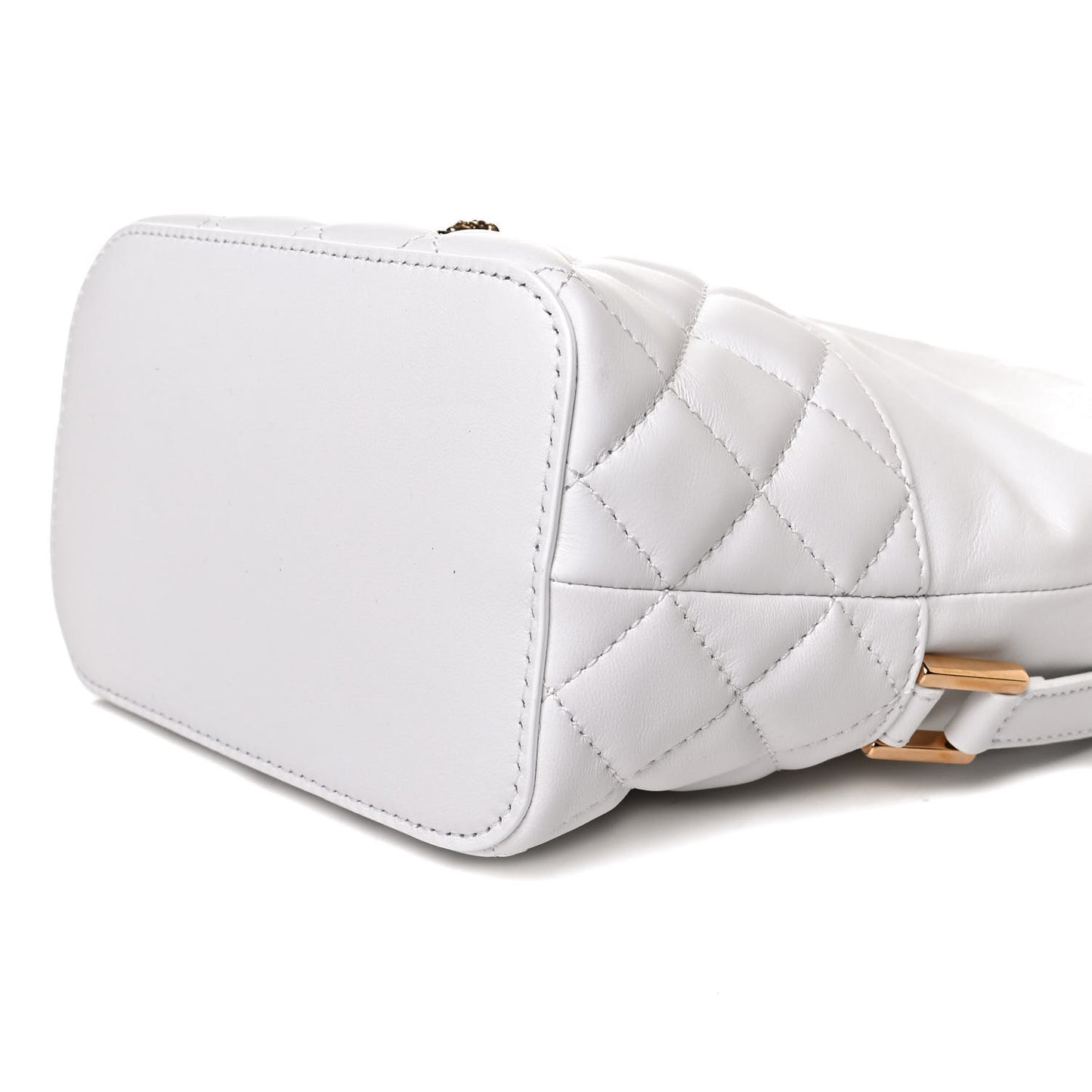 Nappa Quilted Medusa Bucket Bag White