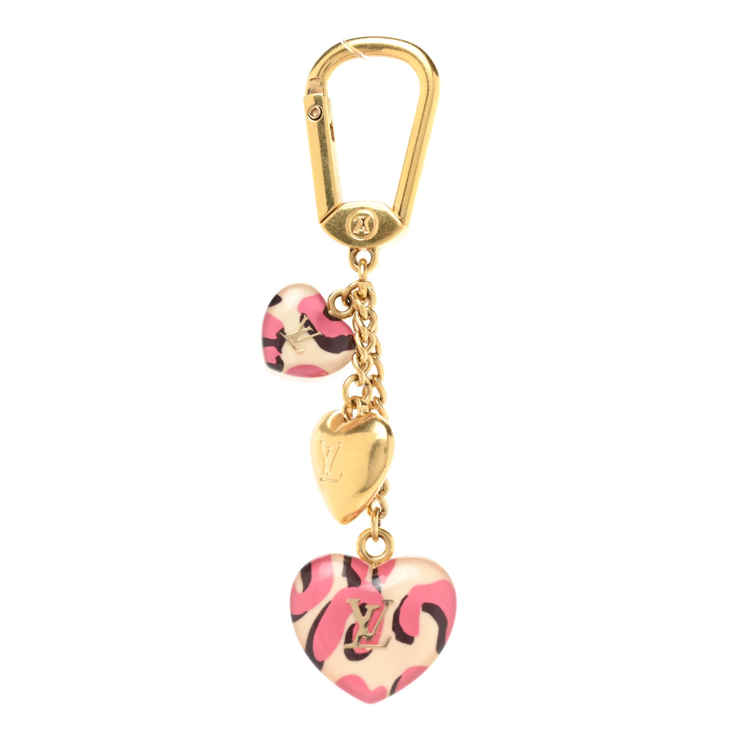 Louis Vuitton Leopard Heart Bag Charm Key Holder Blanc Corail 1 of 3
