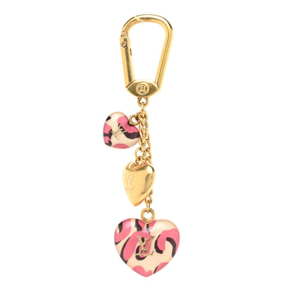 Louis Vuitton Leopard Heart Bag Charm Key Holder Blanc Corail 1 of 3
