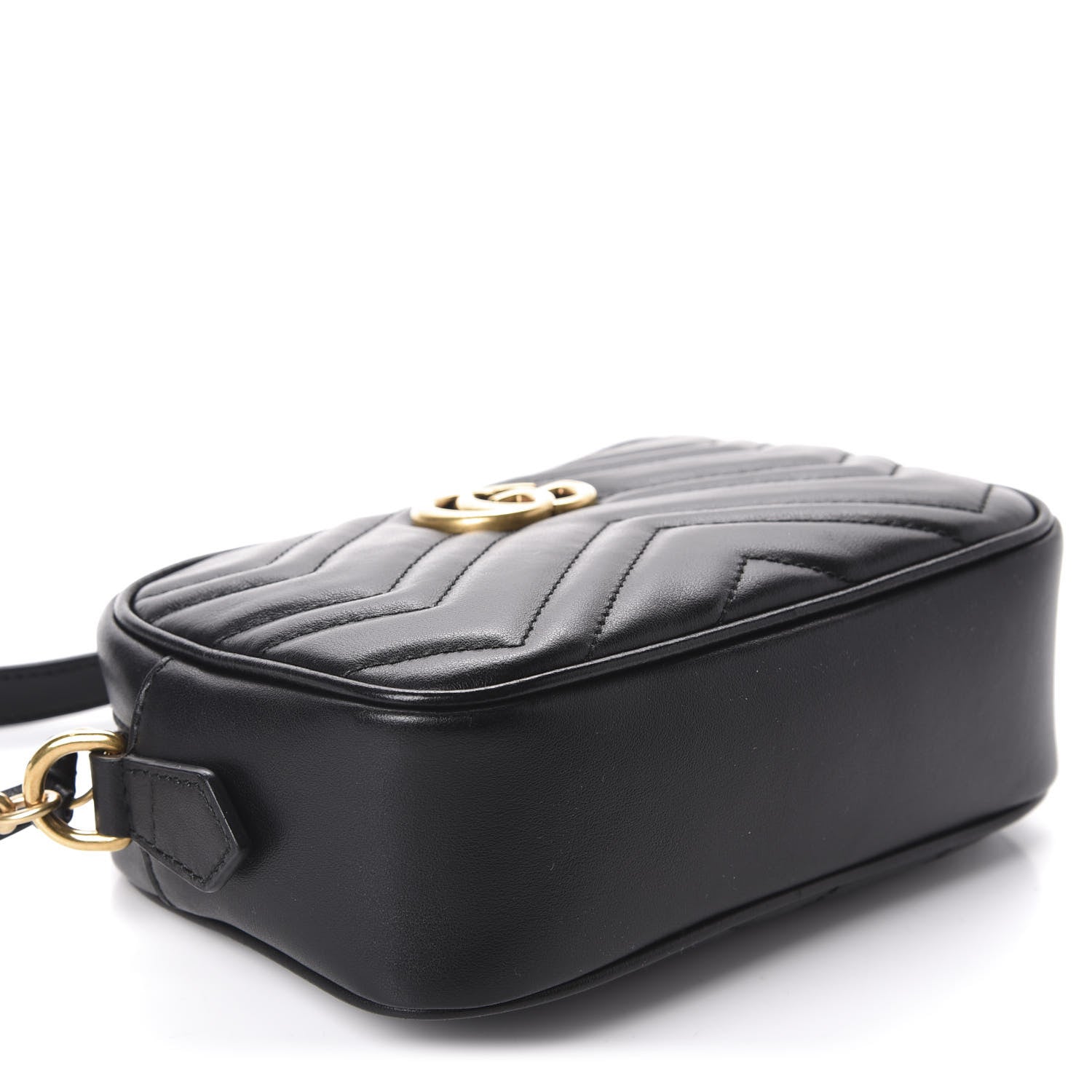 Gucci Calfskin Matelasse Mini GG Marmont Chain Shoulder Bag Black 4 of 10