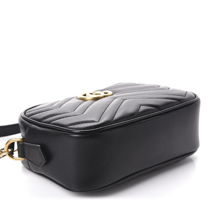 Gucci Calfskin Matelasse Mini GG Marmont Chain Shoulder Bag Black 4 of 10